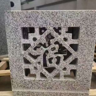韶关 芝麻白花岗岩镂空雕花灯笼
