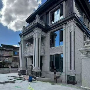 韶关 别墅干挂，芝麻白与芝麻黑完美配合