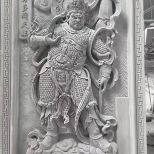 韶关 芝麻灰花岗岩人物雕刻——多闻天王