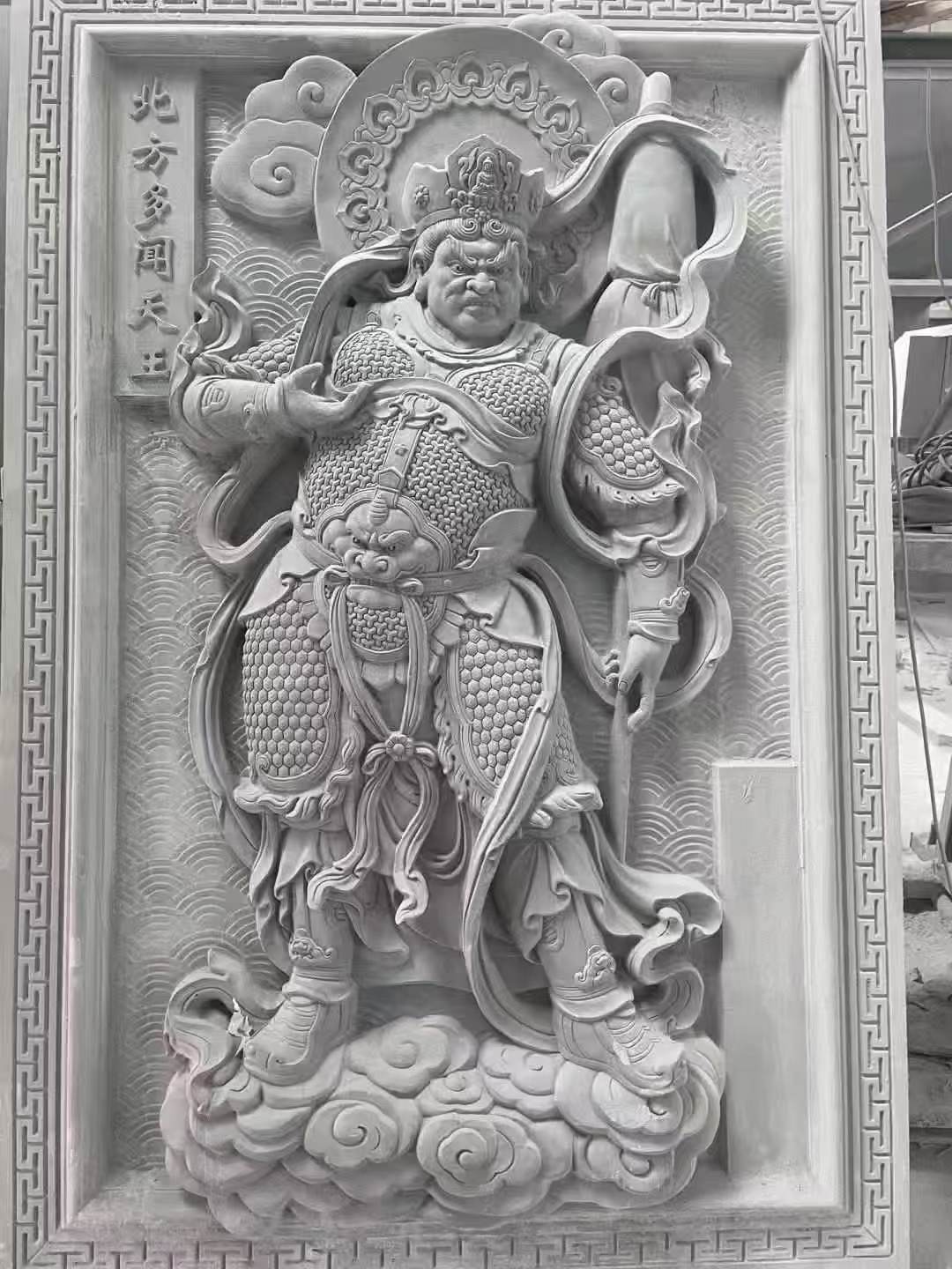韶关 芝麻灰花岗岩人物雕刻——多闻天王